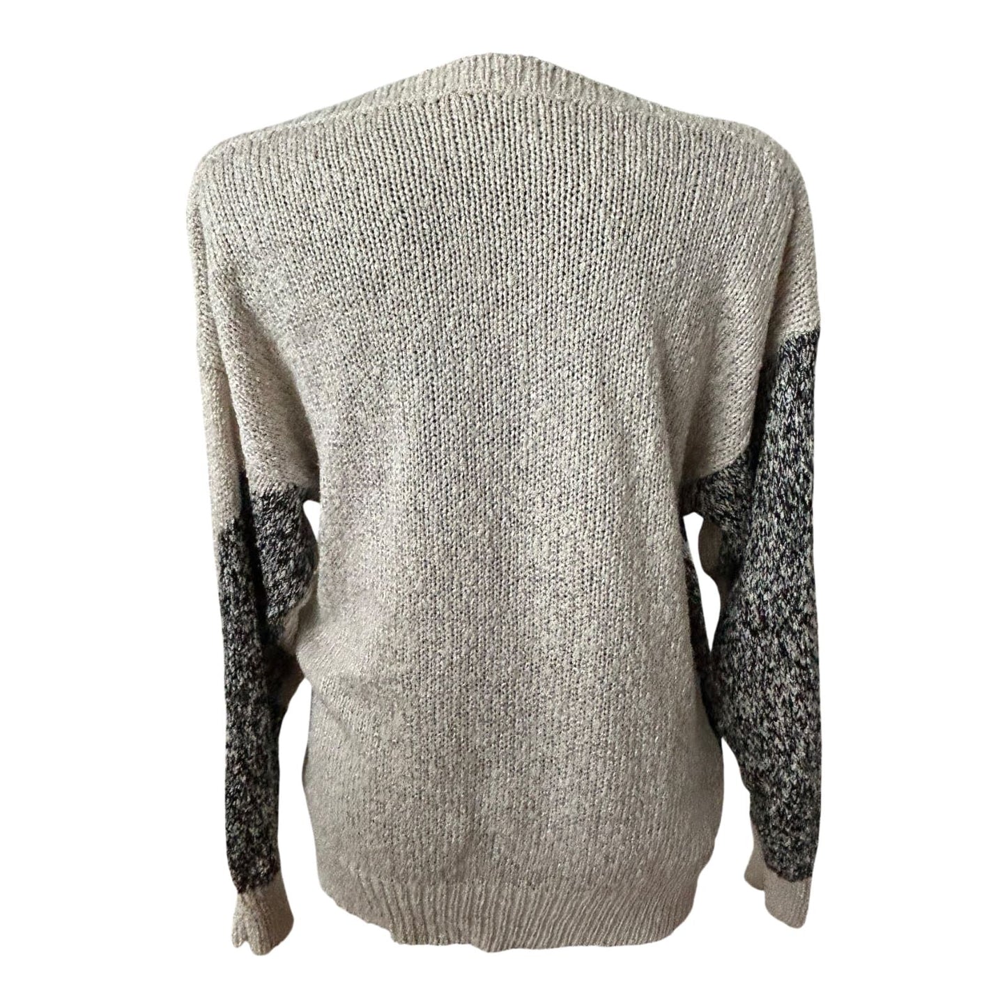 Vintage Damen Strickpullover Gr L Creme Glitzer Sterne Elegant Weit