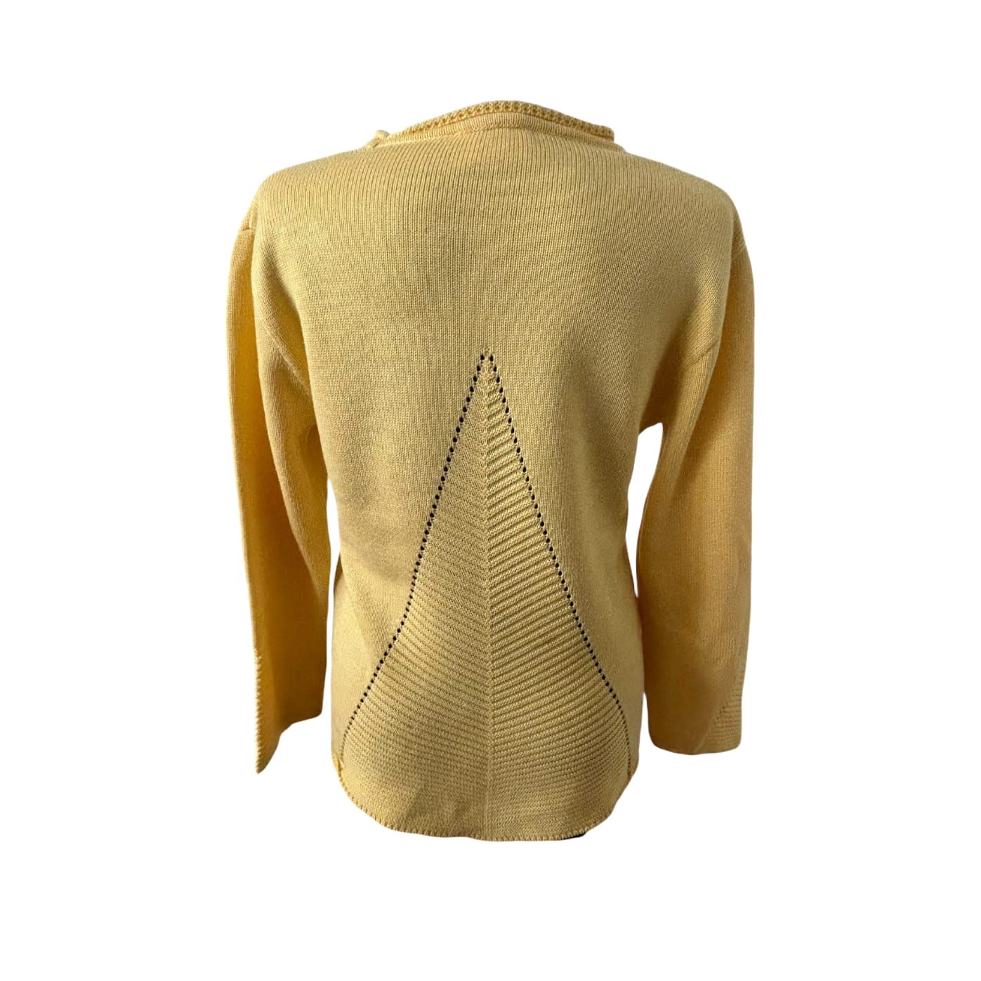 Kimmy Damen Pullover XL Gelb Lochmuster Vintage Strick Baumwolle