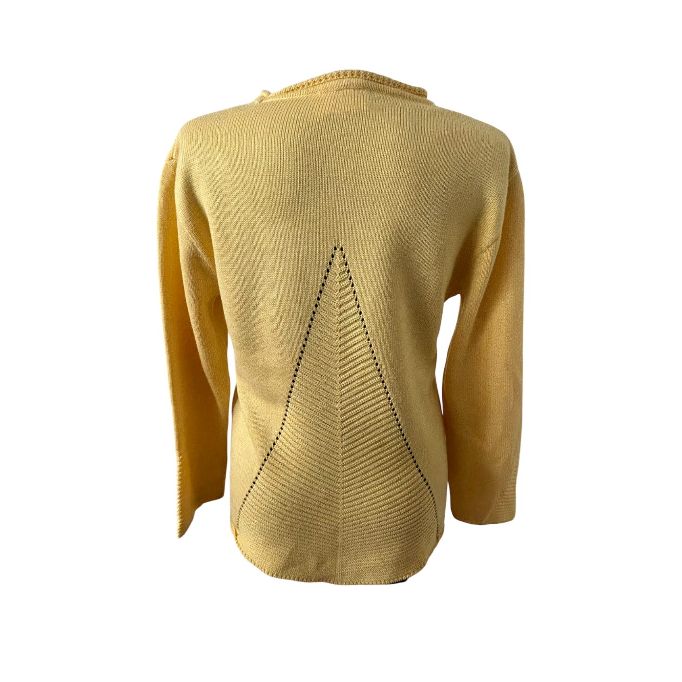 Kimmy Damen Pullover XL Gelb Lochmuster Vintage Strick Baumwolle