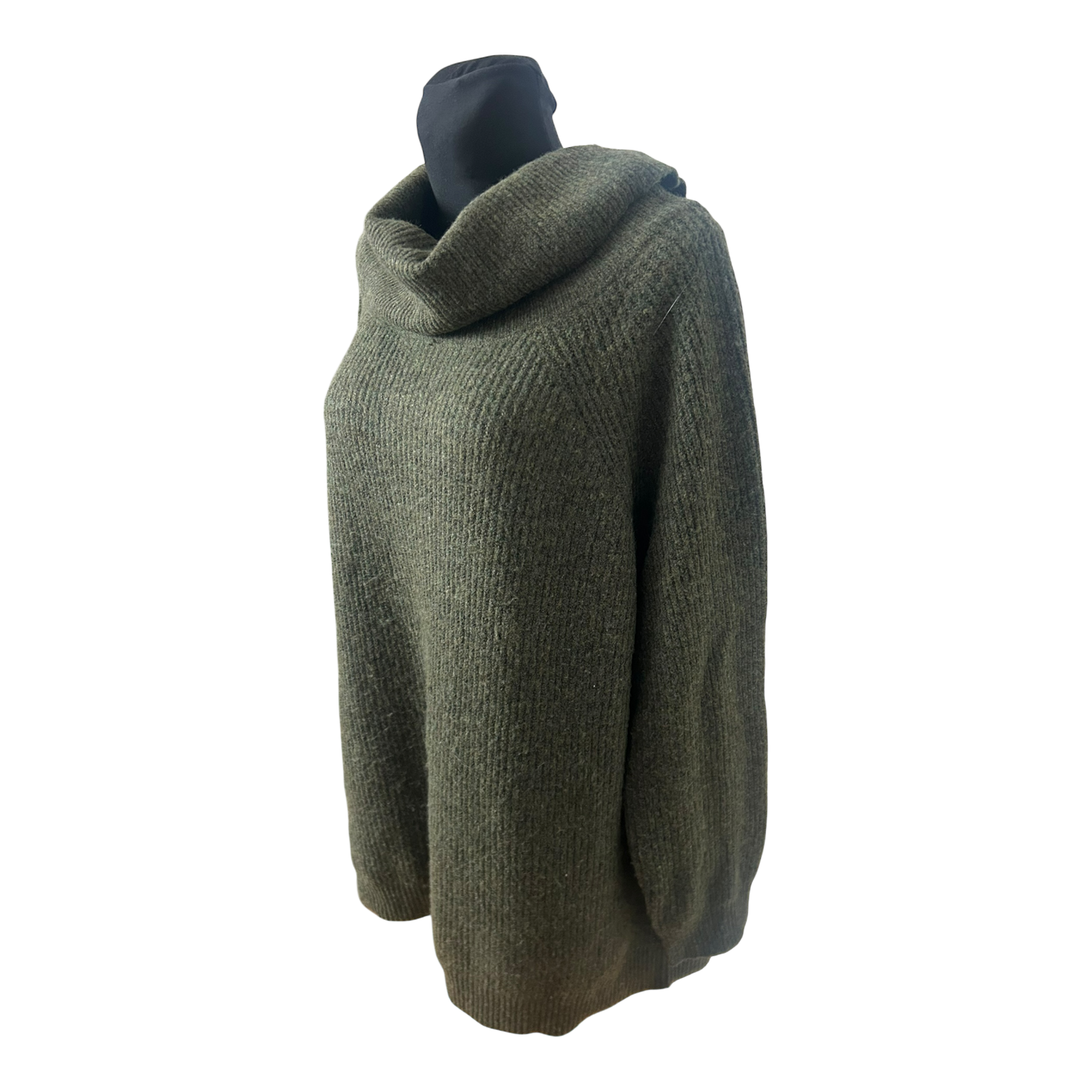 Gina Benotti Damen Pullover XL Oversize Kragen Khaki Strick Winter