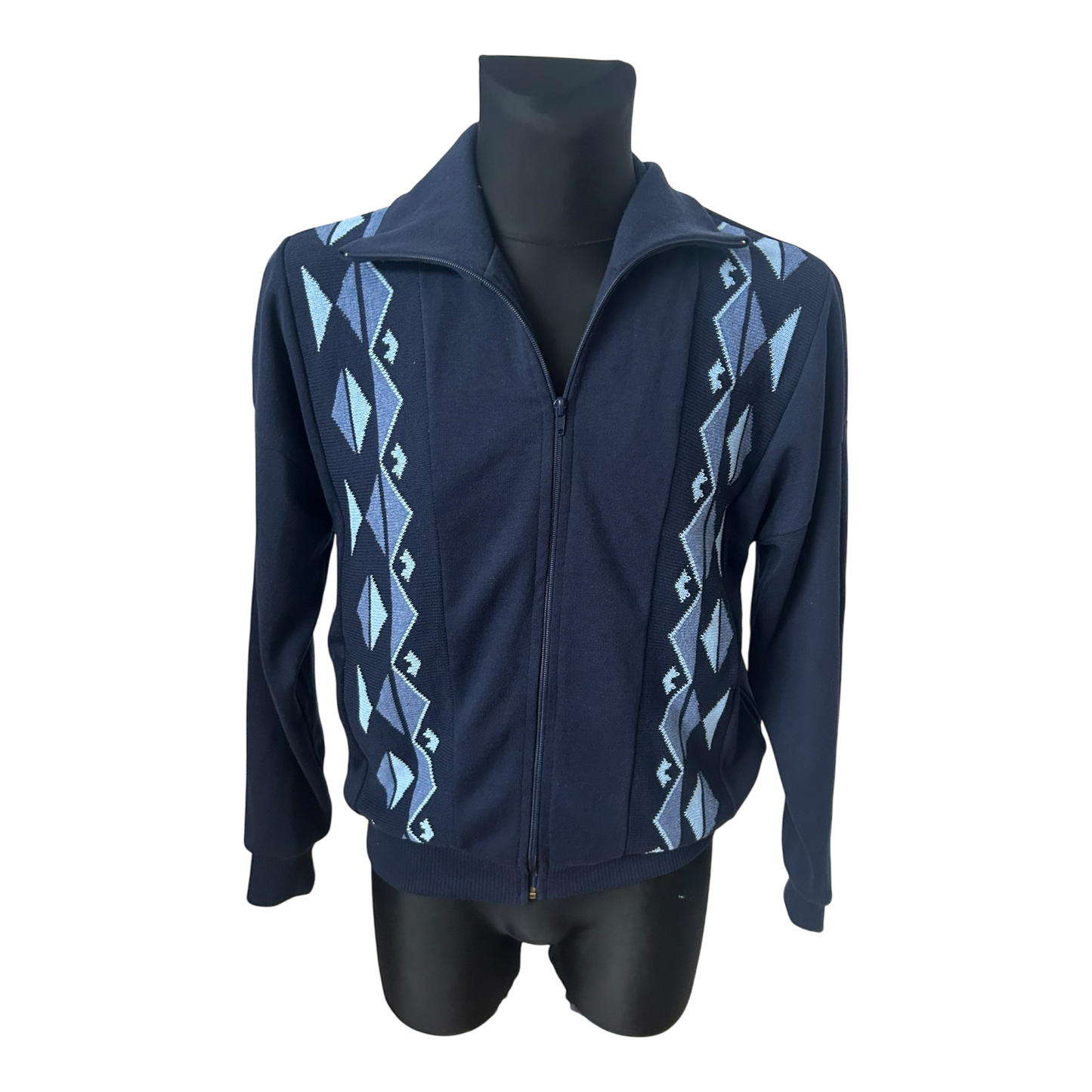 Plantier Vintage Herren Strickjacke Blau Gr M 25 50 Reißverschluss Retro