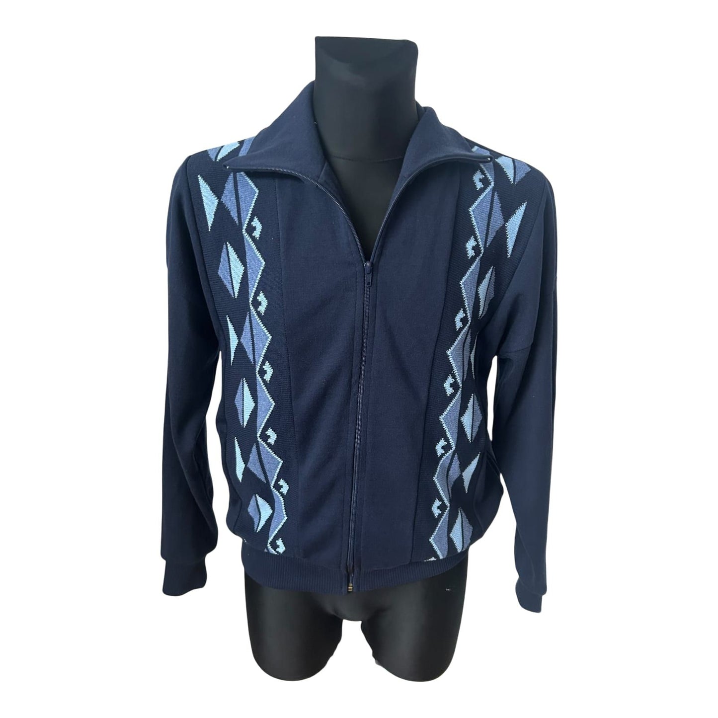 Plantier Vintage Herren Strickjacke Blau Gr M 25 50 Reißverschluss Retro
