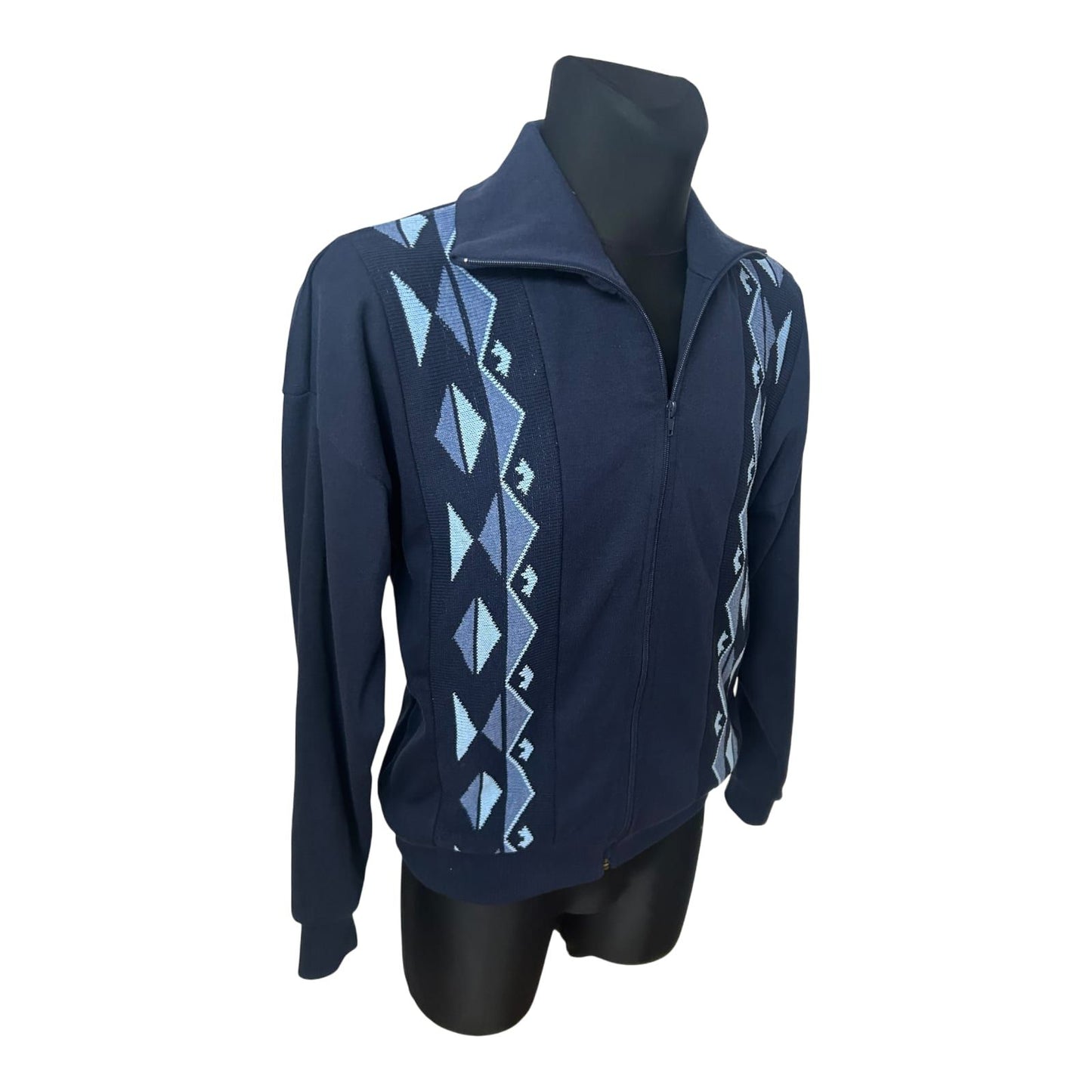 Plantier Vintage Herren Strickjacke Blau Gr M 25 50 Reißverschluss Retro