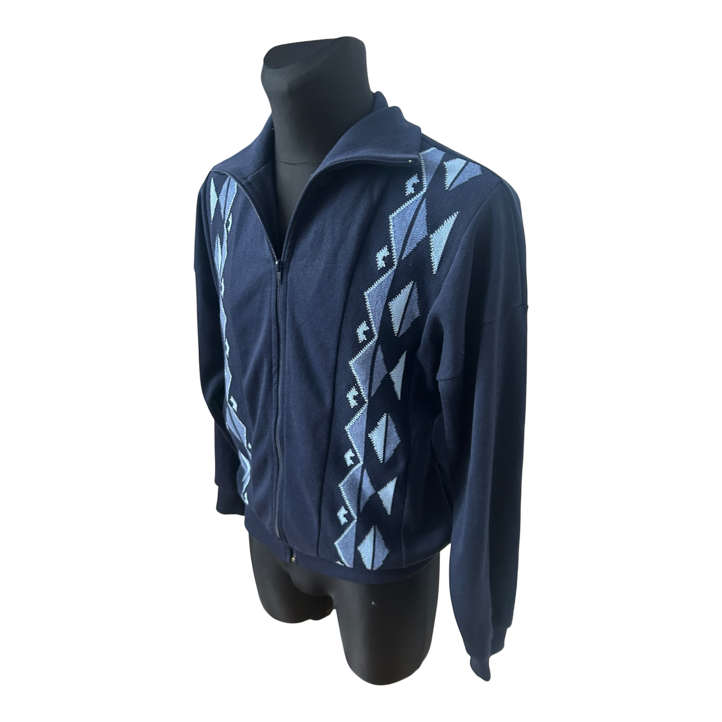 Plantier Vintage Herren Strickjacke Blau Gr M 25 50 Reißverschluss Retro