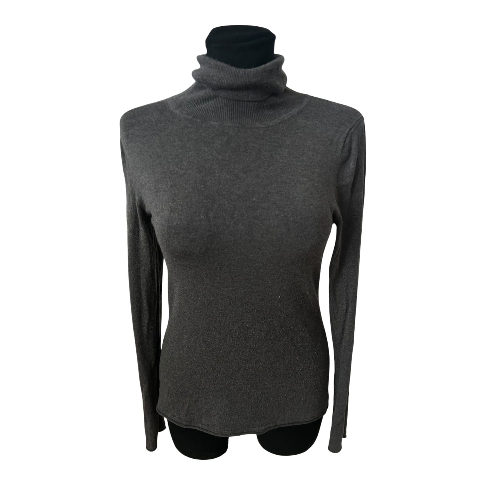 Comma Rollkragenpullover Damen Grau Gr 38 Feinstrick Stretch Elegant
