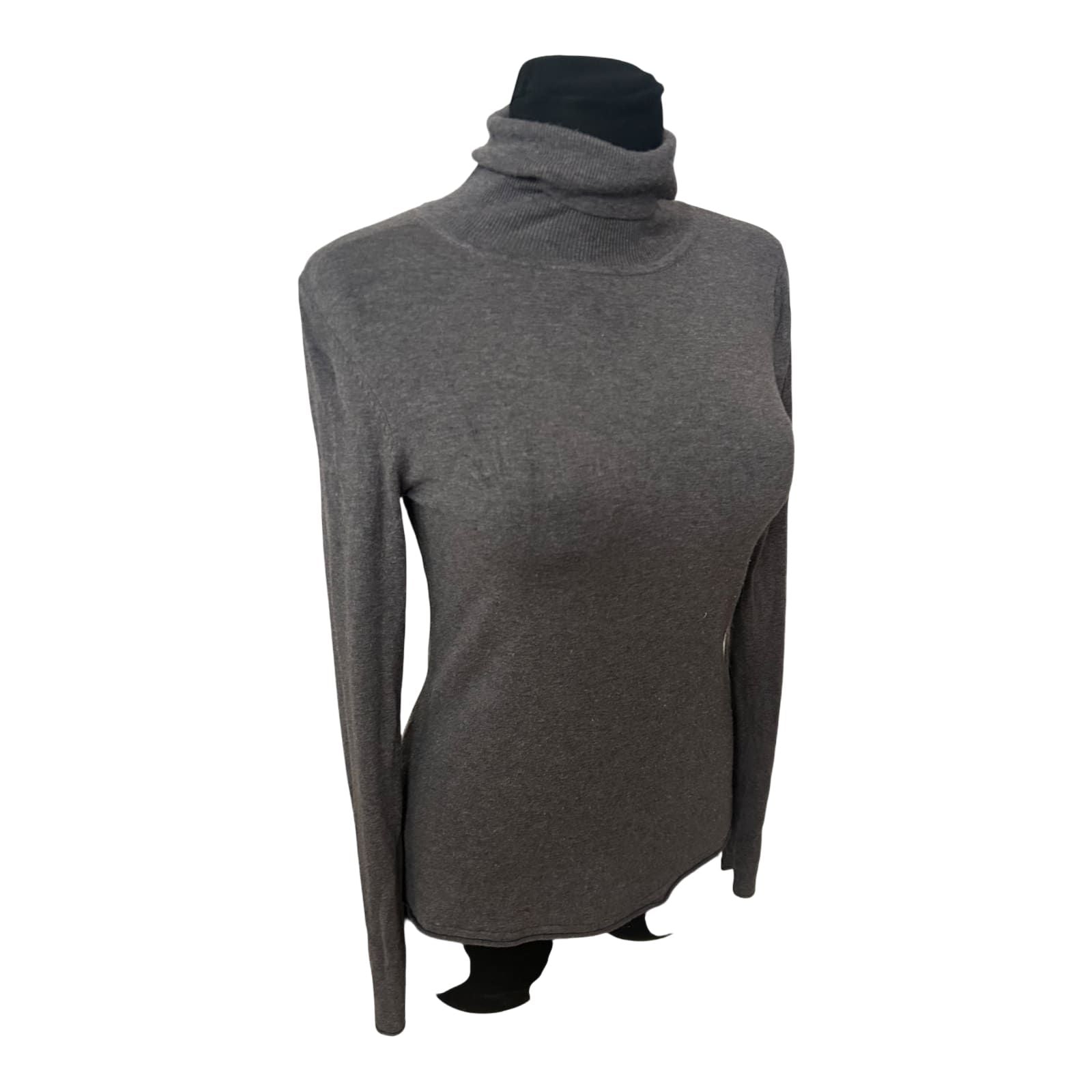 Comma Rollkragenpullover Damen Grau Gr 38 Feinstrick Stretch Elegant