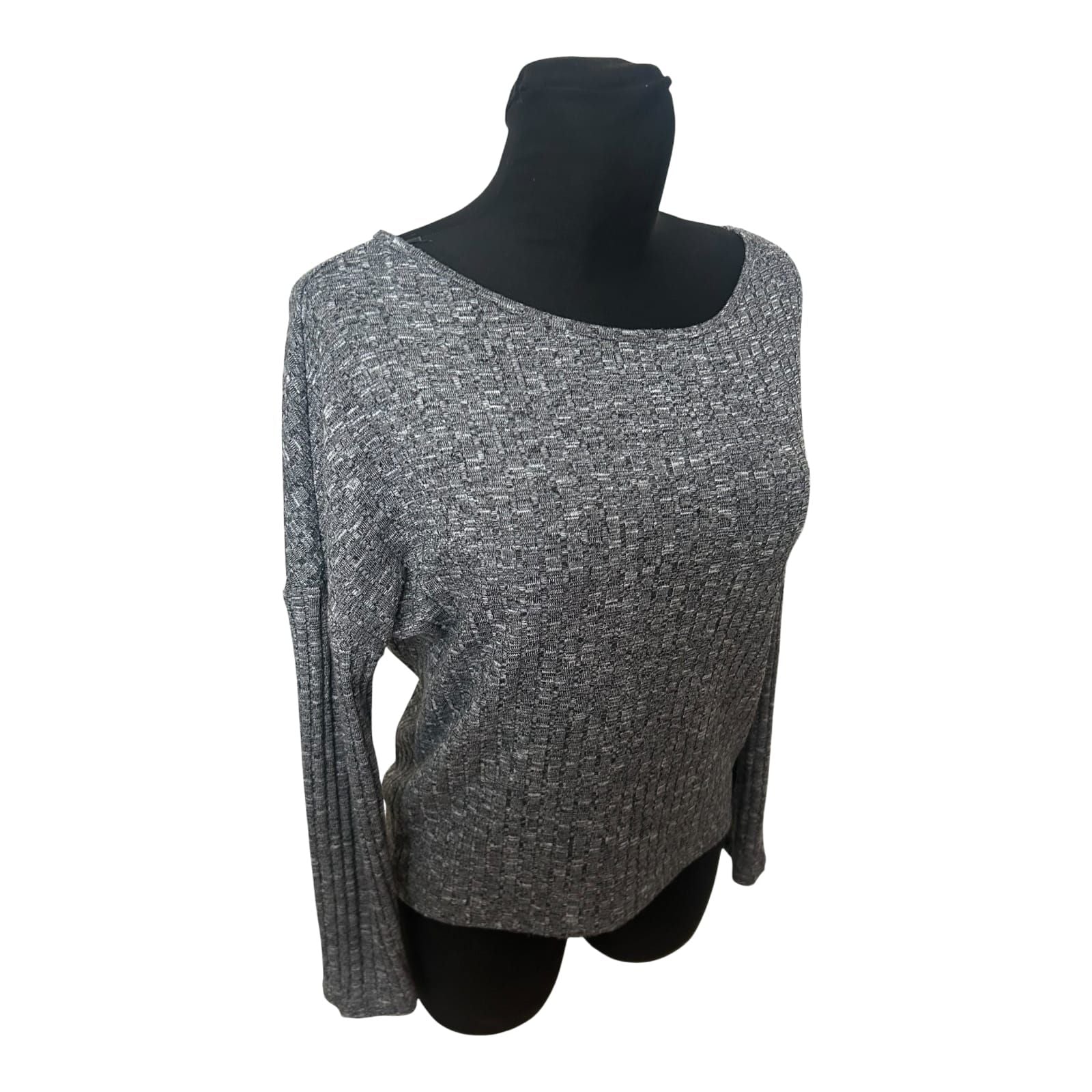 Only Damen Pullover S Grau Strukturmuster Langarm Stretch Modern Elegant