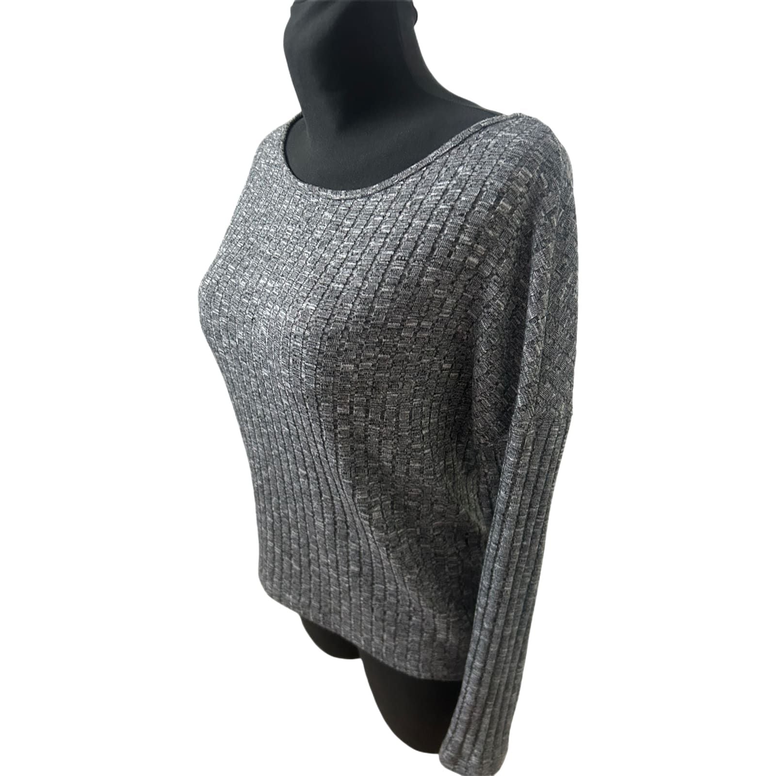 Only Damen Pullover S Grau Strukturmuster Langarm Stretch Modern Elegant