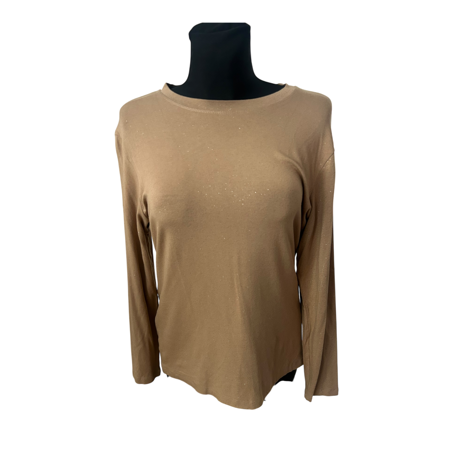 Jobis Damen Pullover Größe 42 Braun Glitzer Langarm Stretch Elegant