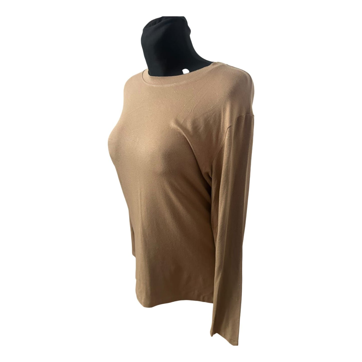 Jobis Damen Pullover Größe 42 Braun Glitzer Langarm Stretch Elegant