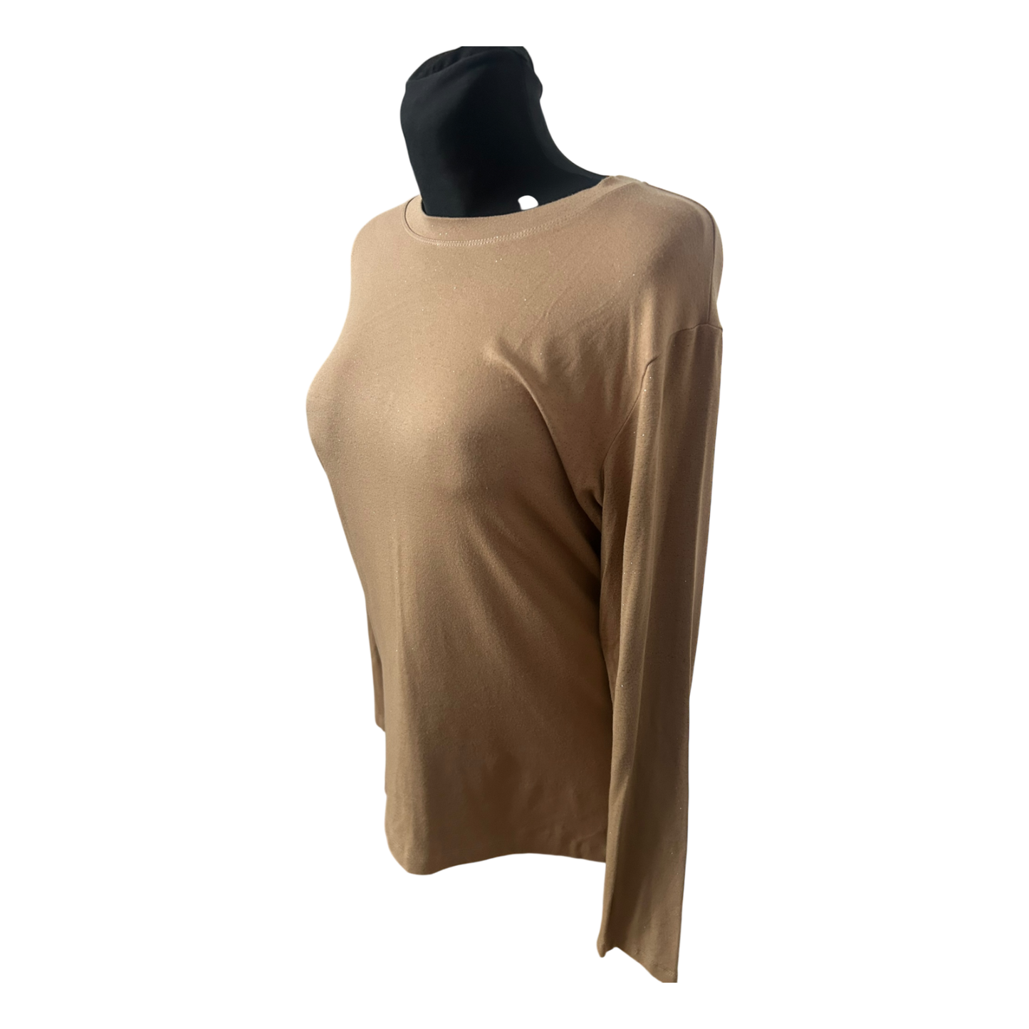 Jobis Damen Pullover Größe 42 Braun Glitzer Langarm Stretch Elegant