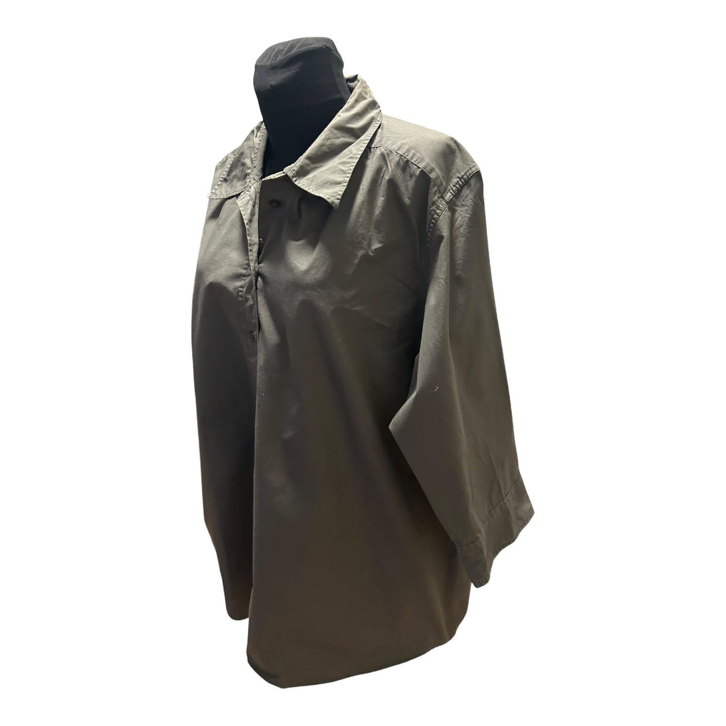 H&M Damen Bluse Khaki Gr 2XL Baumwolle 3/4 Arm Hemdbluse Casual Gross