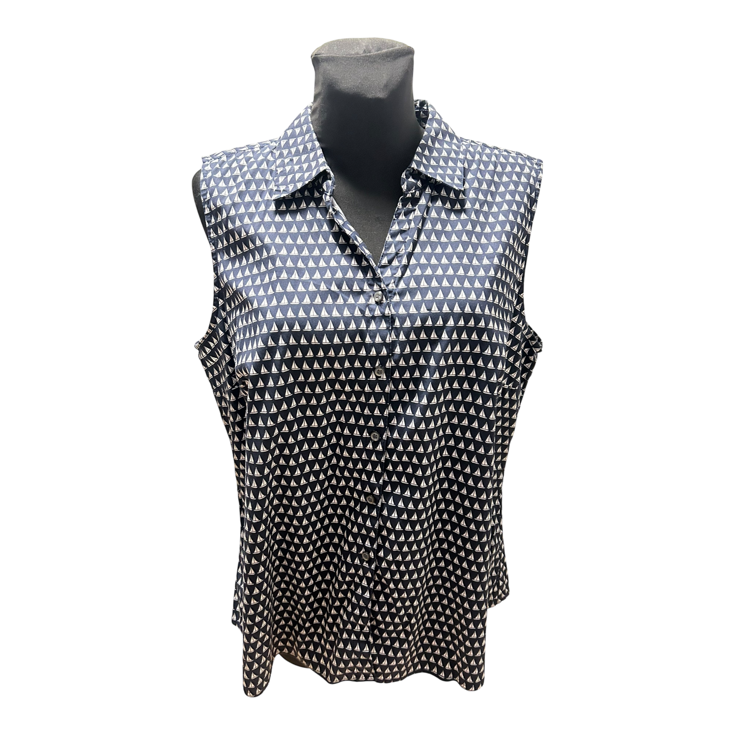 Charter Club Damen Bluse Dunkelblau Weiß Gr 46 Baumwolle Stretch Maritim