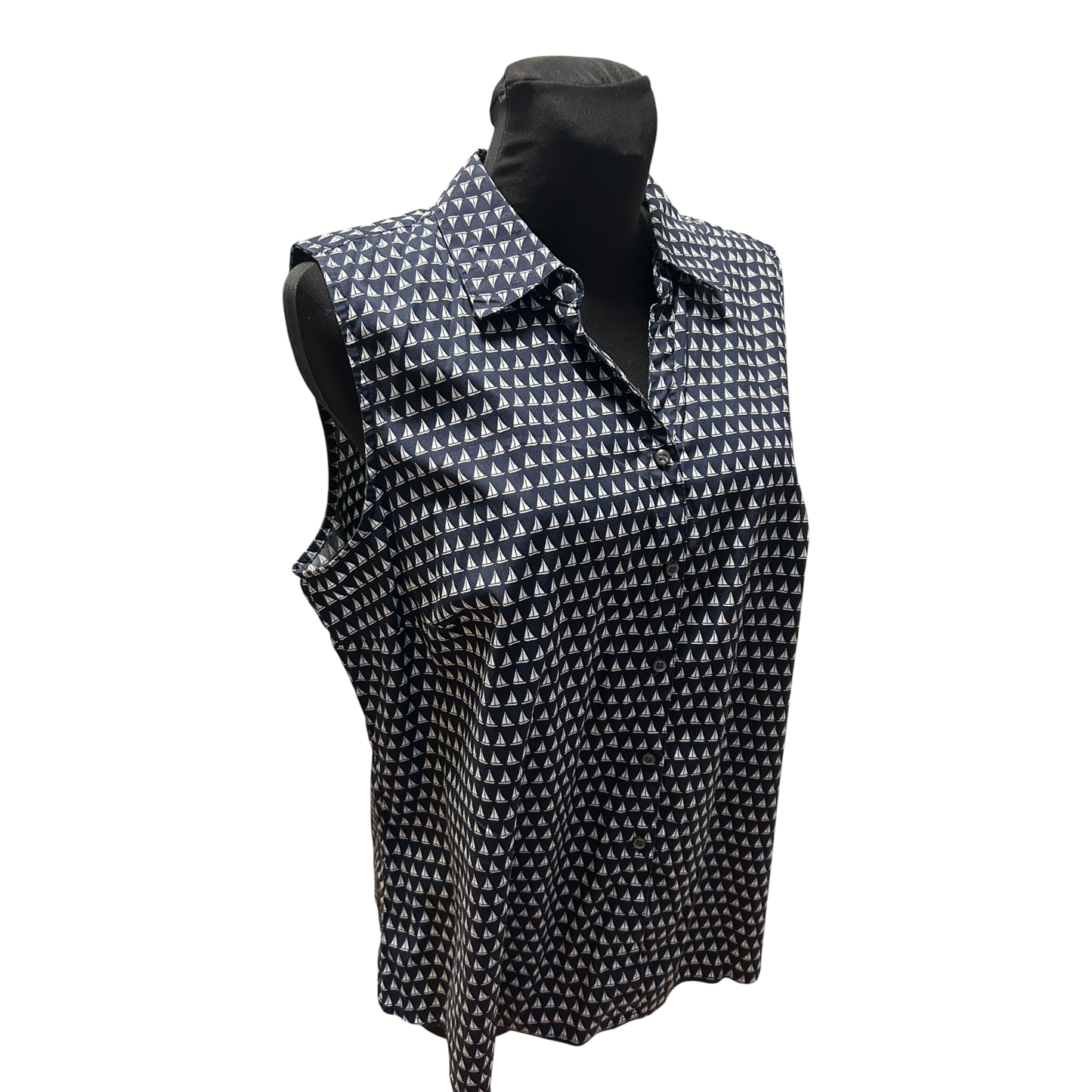 Charter Club Damen Bluse Dunkelblau Weiß Gr 46 Baumwolle Stretch Maritim