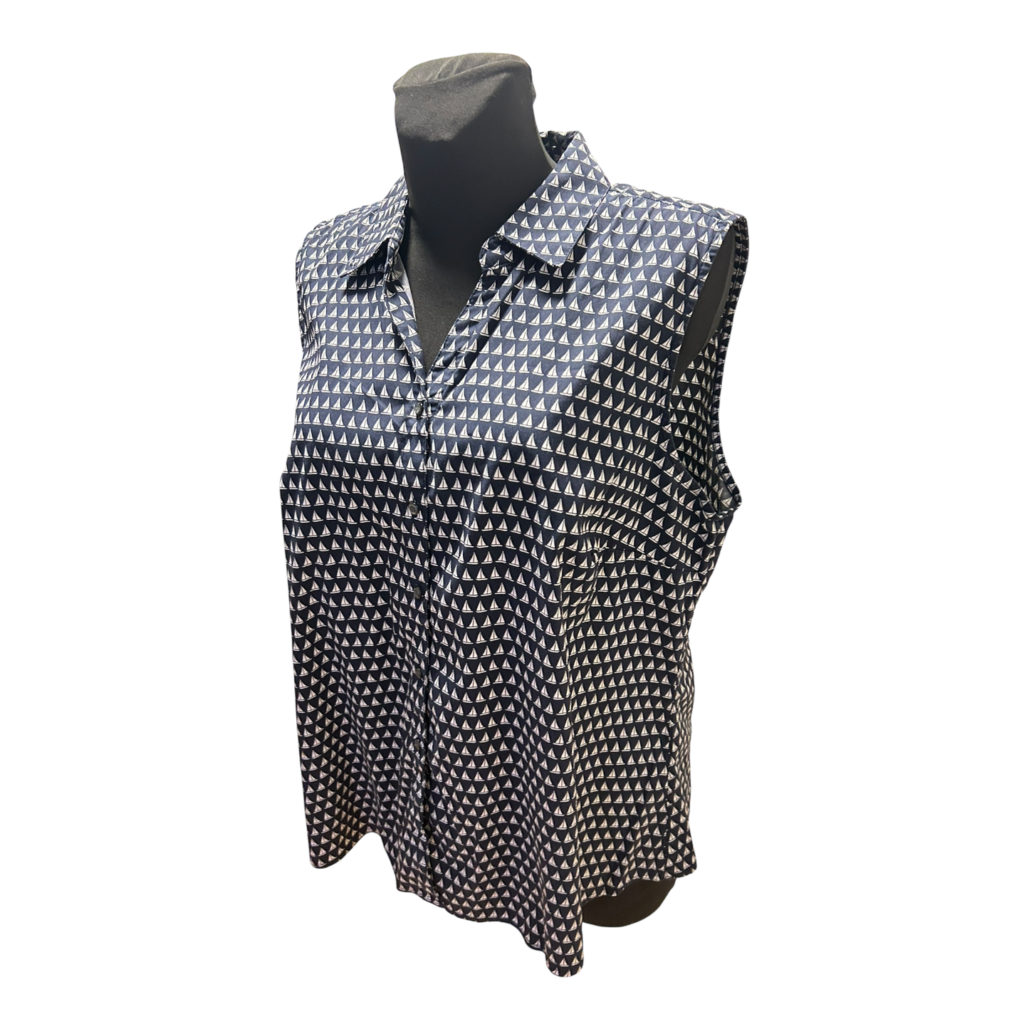 Charter Club Damen Bluse Dunkelblau Weiß Gr 46 Baumwolle Stretch Maritim