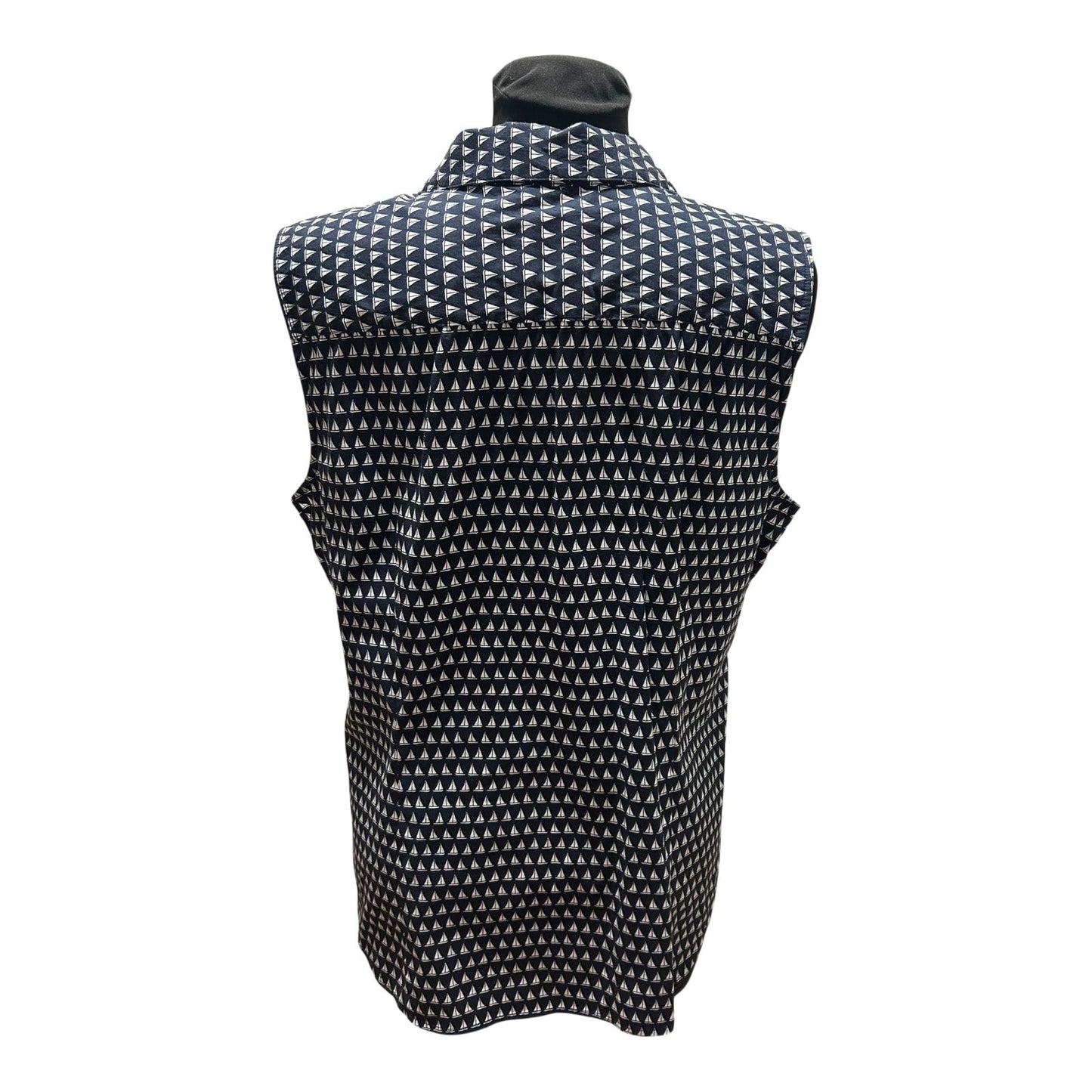 Charter Club Damen Bluse Dunkelblau Weiß Gr 46 Baumwolle Stretch Maritim