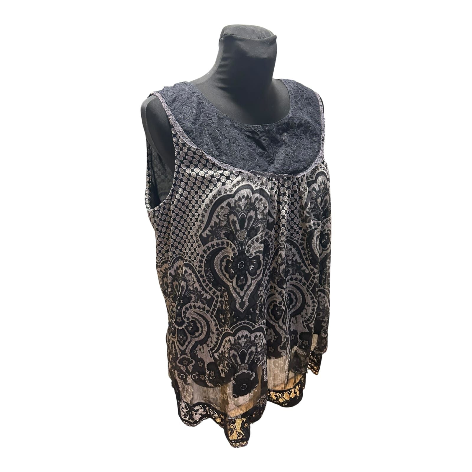 NKD Damen Bluse Schwarz Gr 48 Spitze Transparent Elegant Festlich Chic