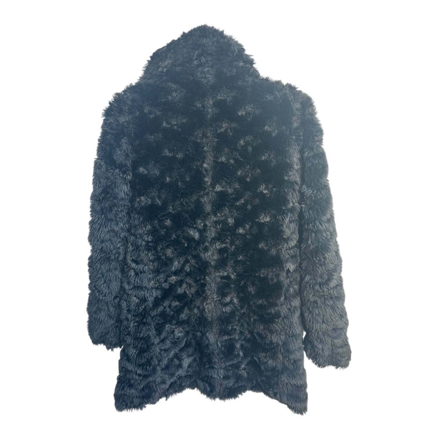 Mango Suit Damen Mantel Gr XS Schwarz Kunstpelz Flauschig Elegant Warm Mit Futter