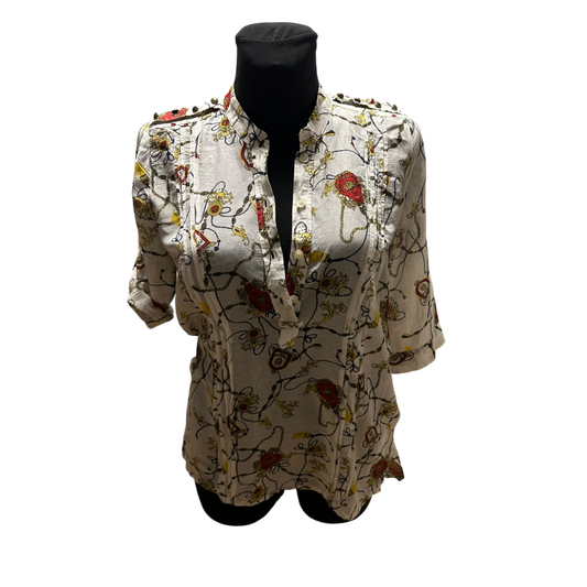 Selection s.Oliver Damen Bluse Weiss Gr 36 Baumwolle Seide 3/4 Arm Elegant