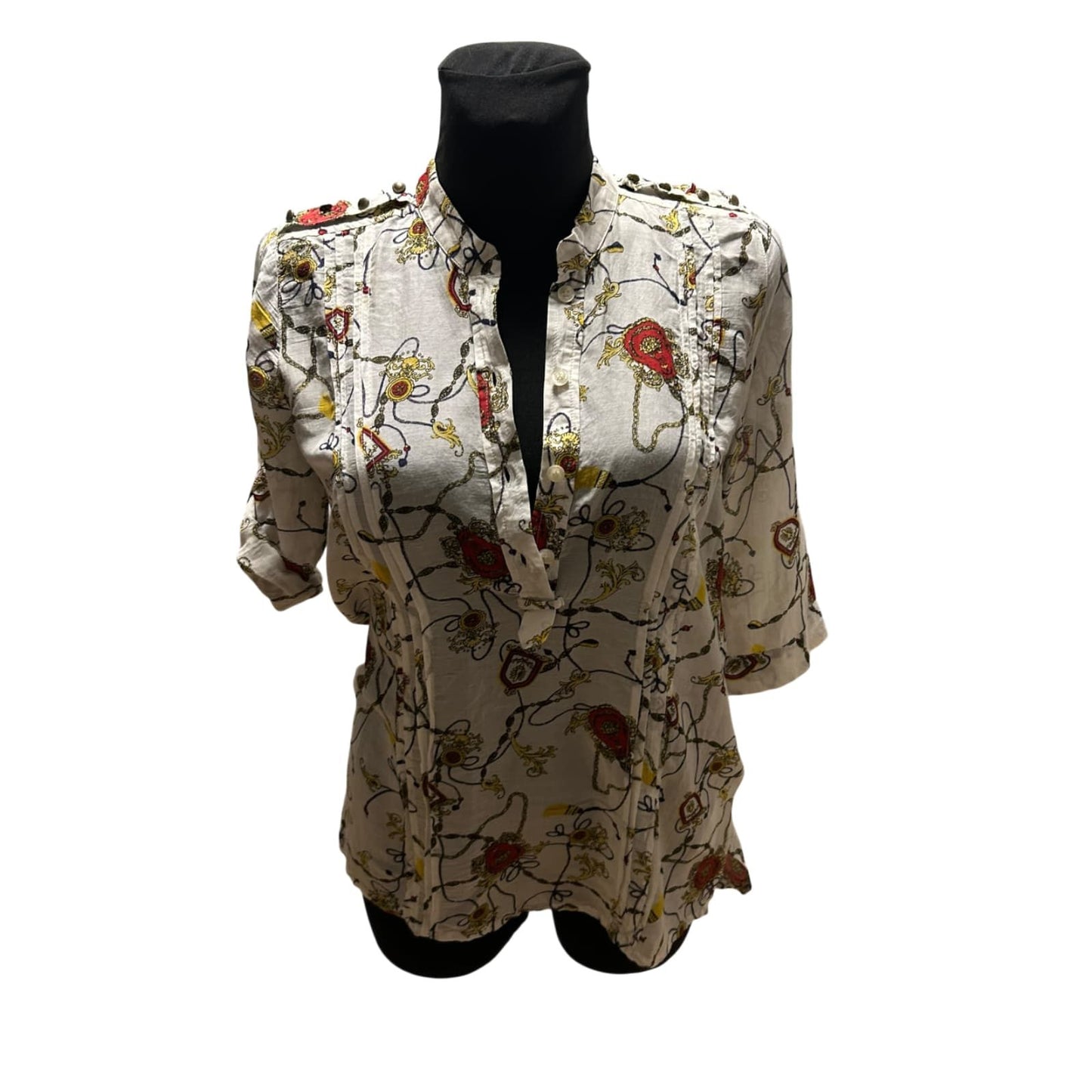 Selection s.Oliver Damen Bluse Weiss Gr 36 Baumwolle Seide 3/4 Arm Elegant