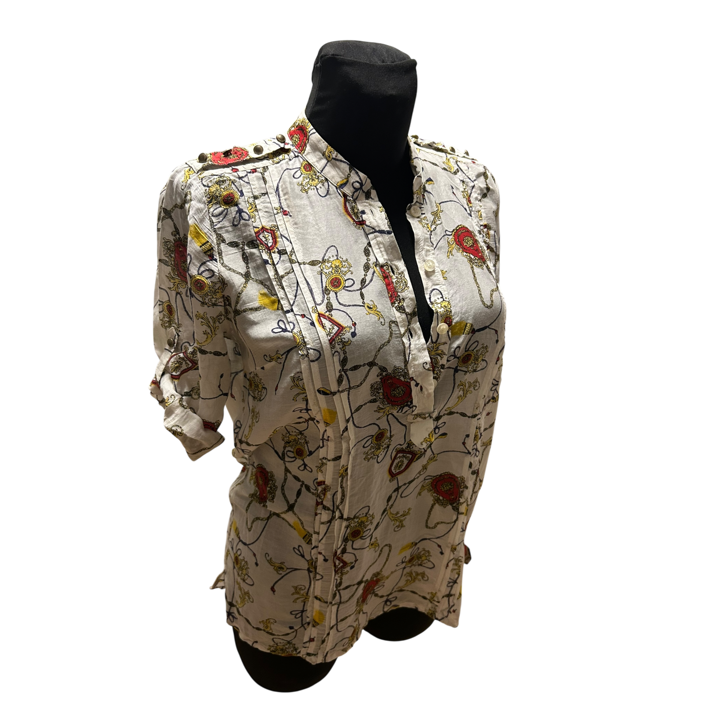 Selection s.Oliver Damen Bluse Weiss Gr 36 Baumwolle Seide 3/4 Arm Elegant