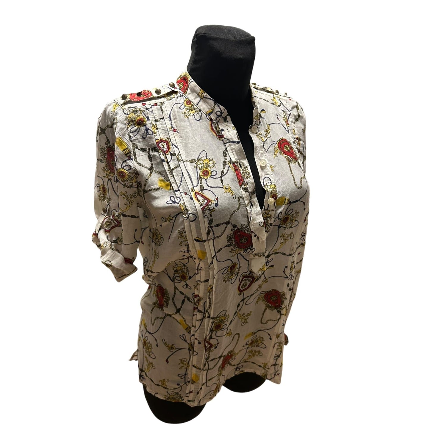 Selection s.Oliver Damen Bluse Weiss Gr 36 Baumwolle Seide 3/4 Arm Elegant