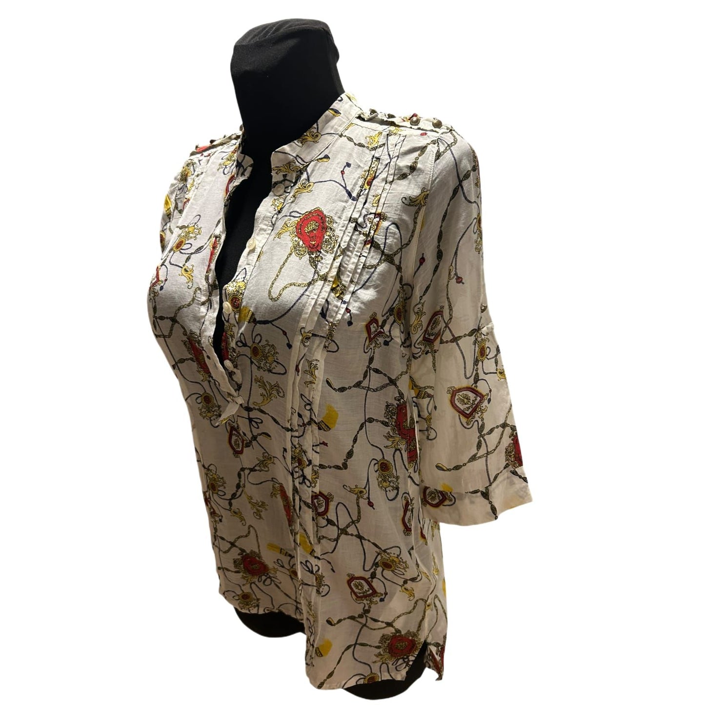 Selection s.Oliver Damen Bluse Weiss Gr 36 Baumwolle Seide 3/4 Arm Elegant
