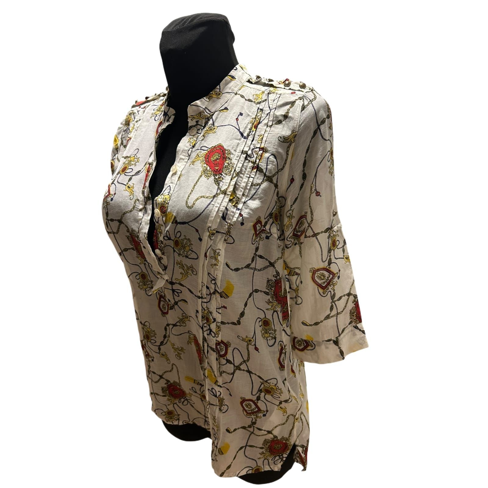 Selection s.Oliver Damen Bluse Weiss Gr 36 Baumwolle Seide 3/4 Arm Elegant