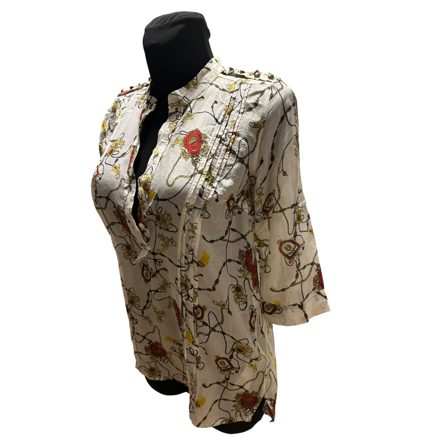 Selection s.Oliver Damen Bluse Weiss Gr 36 Baumwolle Seide 3/4 Arm Elegant