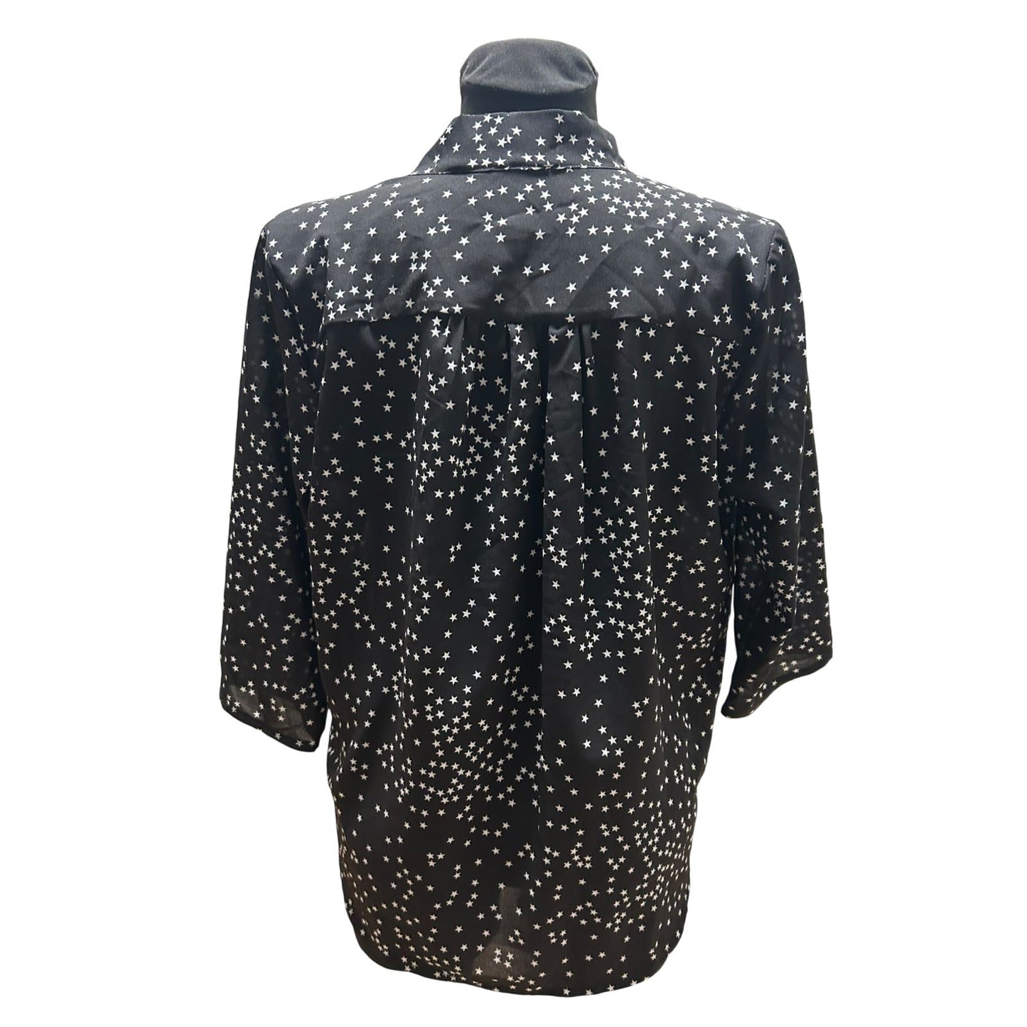 Eiki Italia Bluse Damen Gr M Schwarz Sterne Schleife Elegant Leicht