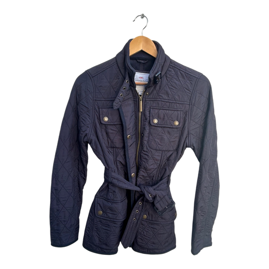 Harvey & Jones Damen Jacke Gr S 36 Steppjacke Brooke Blau Polyester Gürtel England