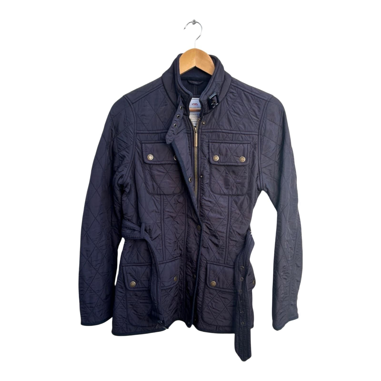 Harvey & Jones Damen Jacke Gr S 36 Steppjacke Brooke Blau Polyester Gürtel England