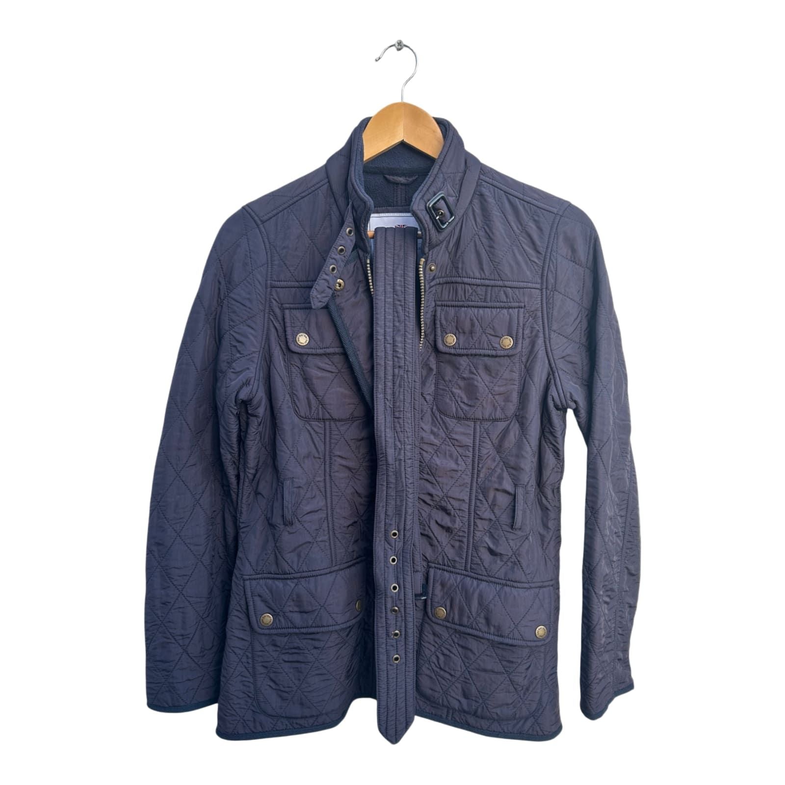Harvey & Jones Damen Jacke Gr S 36 Steppjacke Brooke Blau Polyester Gürtel England