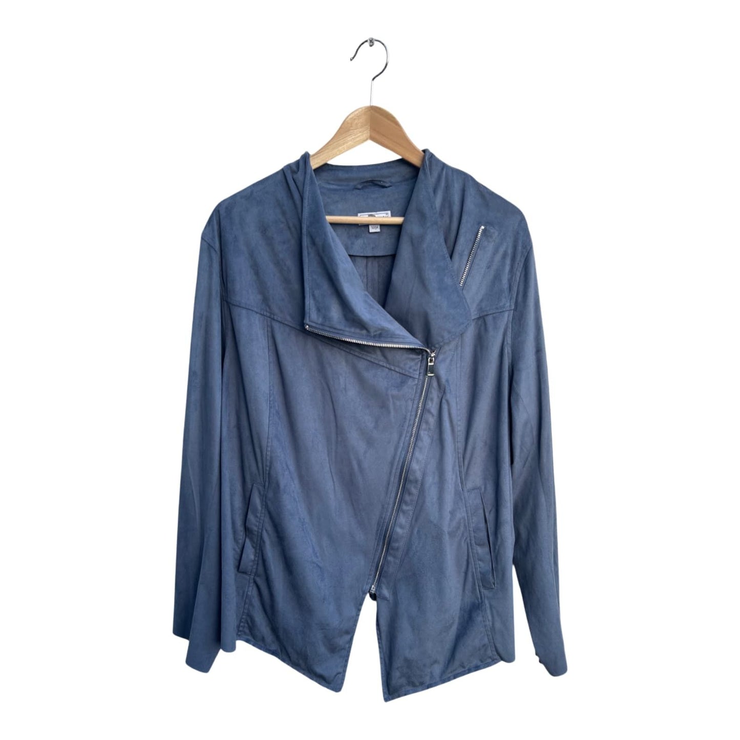 UP2Fashion Jacke Damen Gr 52 Blau Bikerstyle Reißverschluss Langarm Modern