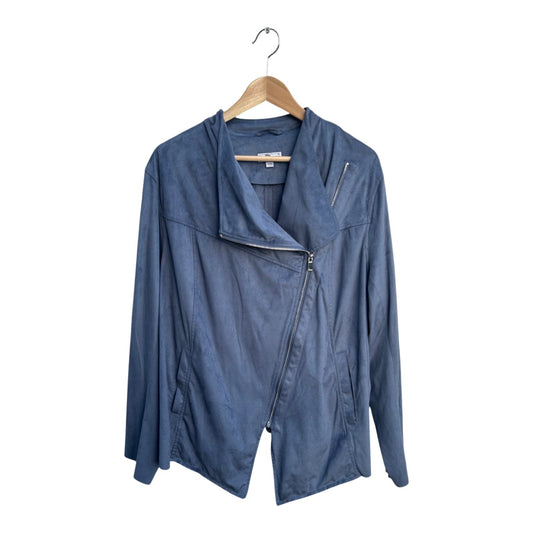 UP2Fashion Jacke Damen Gr 52 Blau Bikerstyle Reißverschluss Langarm Modern