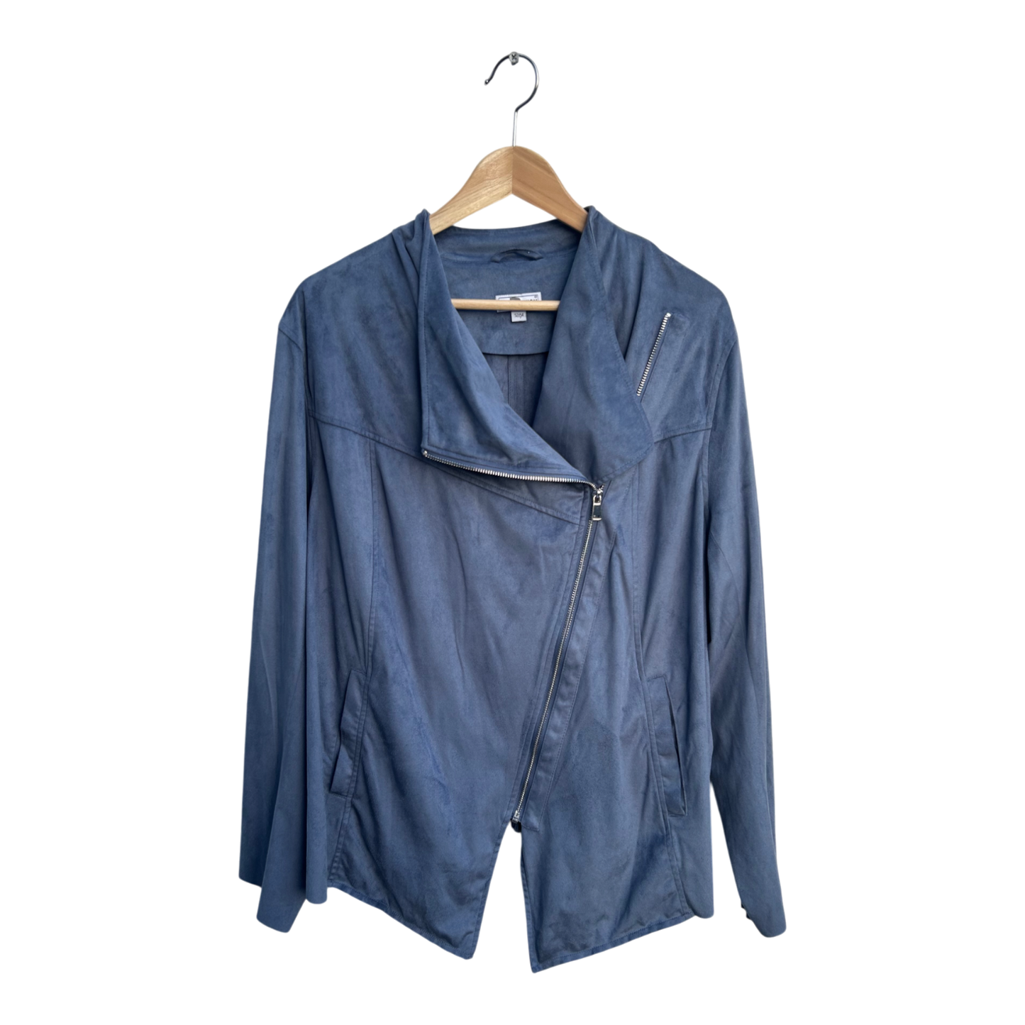 UP2Fashion Jacke Damen Gr 52 Blau Bikerstyle Reißverschluss Langarm Modern