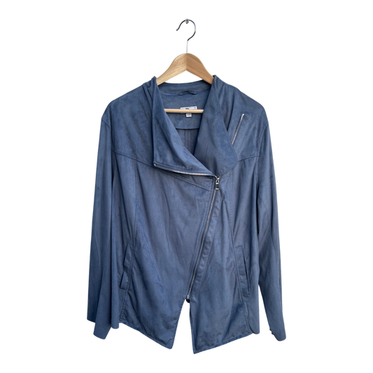 UP2Fashion Jacke Damen Gr 52 Blau Bikerstyle Reißverschluss Langarm Modern