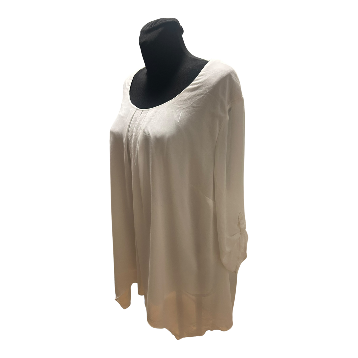 C&A Bluse Damen Gr 52 Weiß Dreiviertelarm Krempelärmel Gefüttert Weit