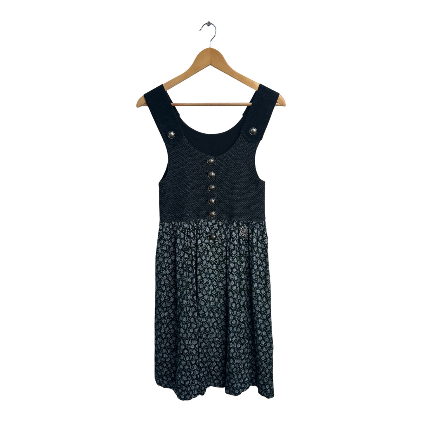 Trachtenkleid Dirndl Damen Gr S 36 Grau Edelweiß Knöpfe Traditionell Oktoberfest