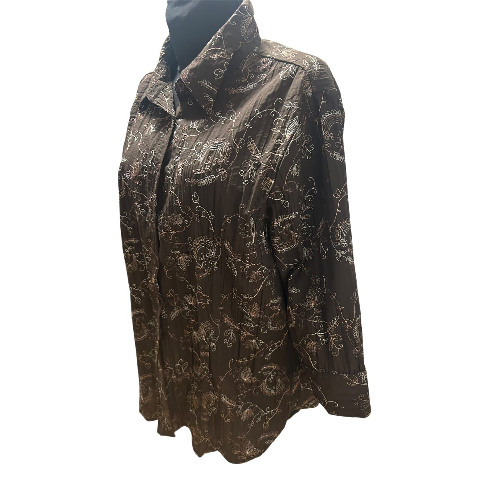 NKD Bluse Damen Gr 48 Braun Dreiviertelarm Muster Klassisch Elegant