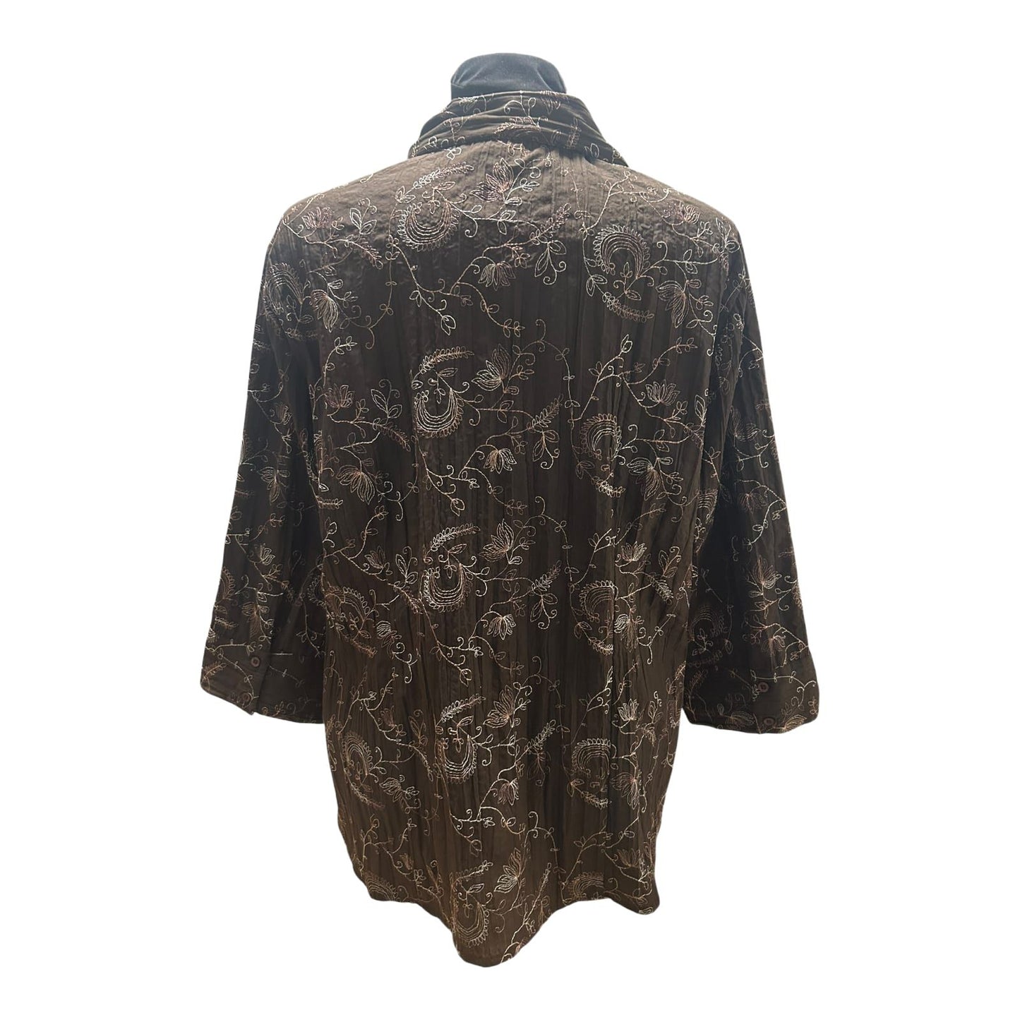 NKD Bluse Damen Gr 48 Braun Dreiviertelarm Muster Klassisch Elegant