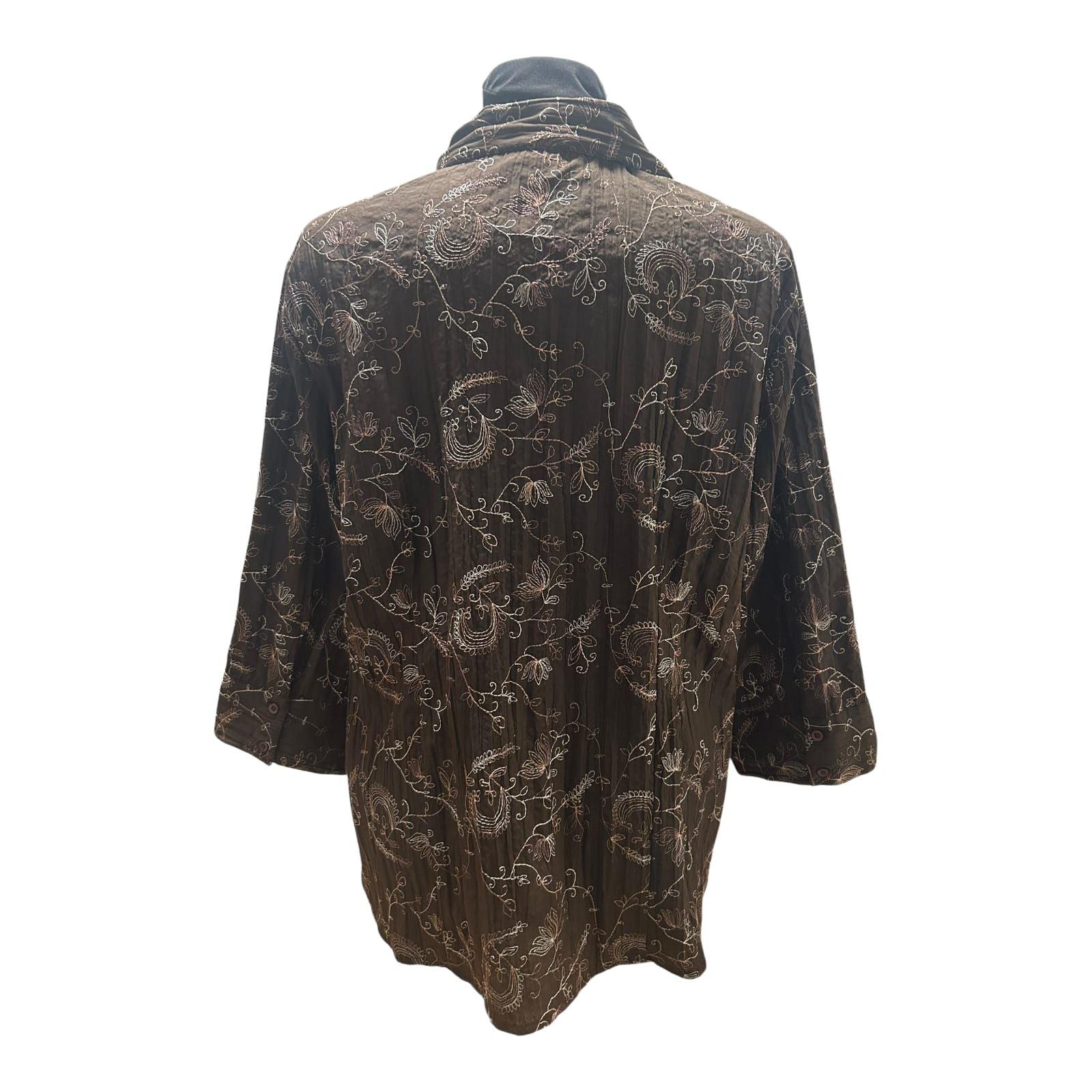 NKD Bluse Damen Gr 48 Braun Dreiviertelarm Muster Klassisch Elegant