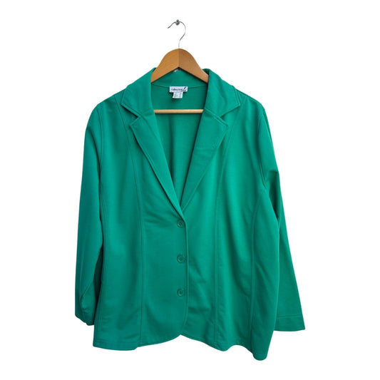 Collection L Damen Jacke Gr 50 Grün Sweatshirtstoff Baumwolle Polyester Ohne Futter