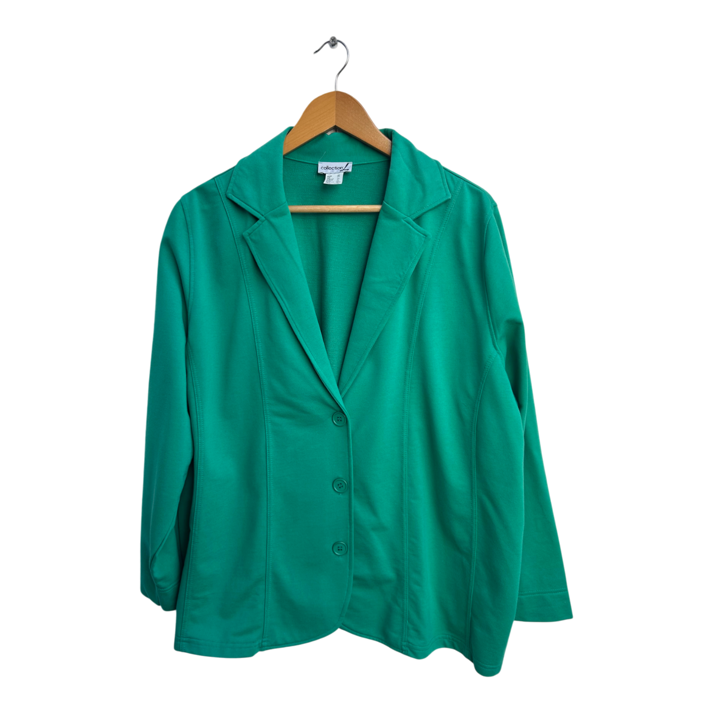 Collection L Damen Jacke Gr 50 Grün Sweatshirtstoff Baumwolle Polyester Ohne Futter