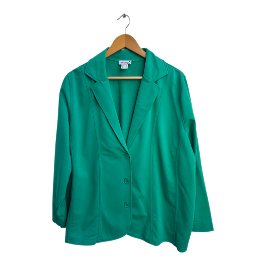 Collection L Damen Jacke Gr 50 Grün Sweatshirtstoff Baumwolle Polyester Ohne Futter