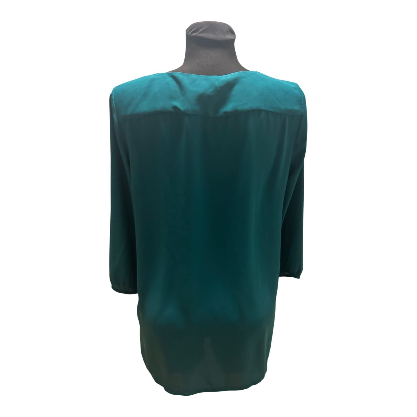 H&M Bluse Damen Gr 38 Grün V Ausschnitt Dreiviertelarm Elegant