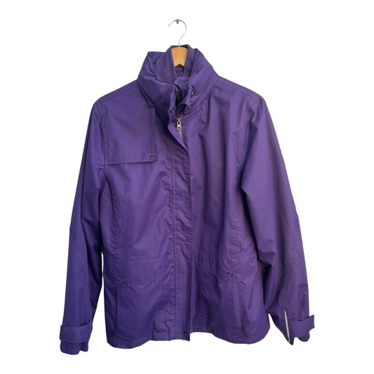 TCM Damen Outdoorjacke Gr 40 Lila Fleece Innenjacke Kapuze Winddicht Wetterfest