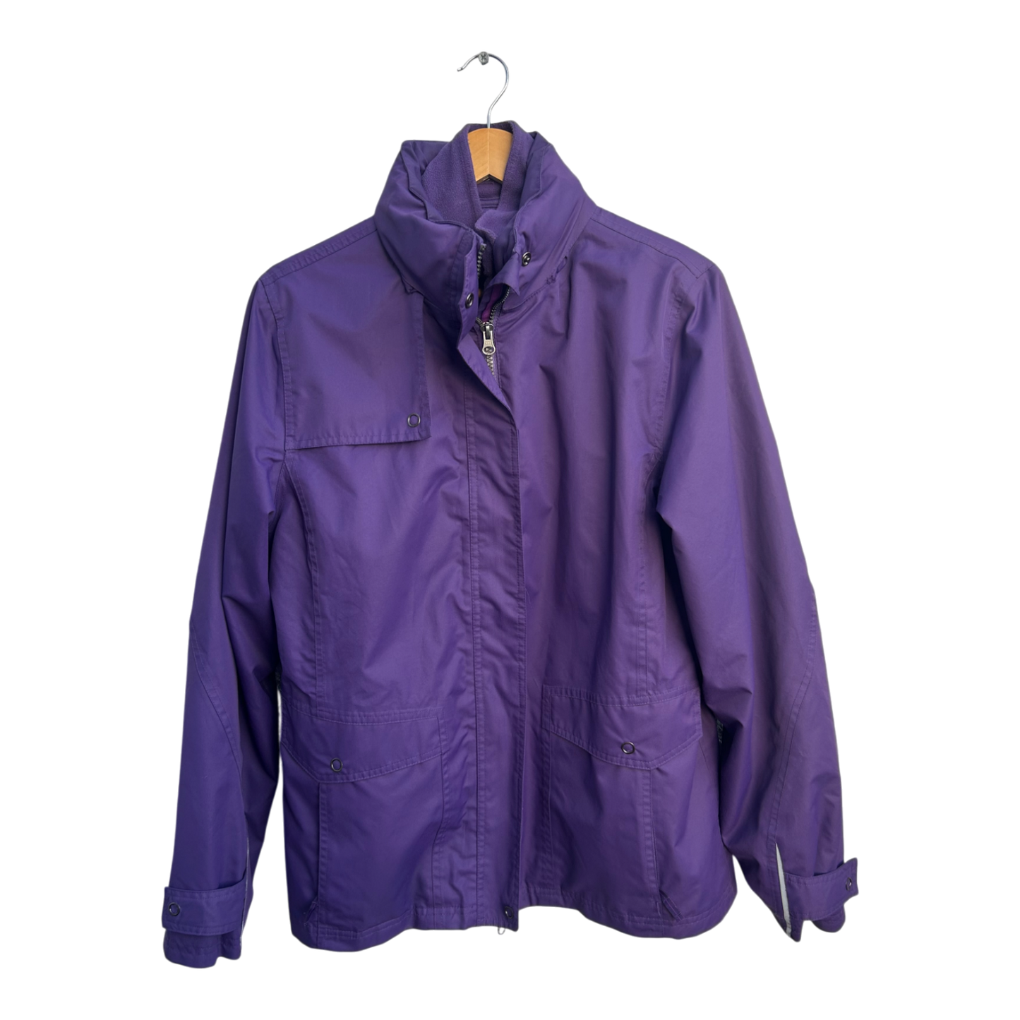 TCM Damen Outdoorjacke Gr 40 Lila Fleece Innenjacke Kapuze Winddicht Wetterfest