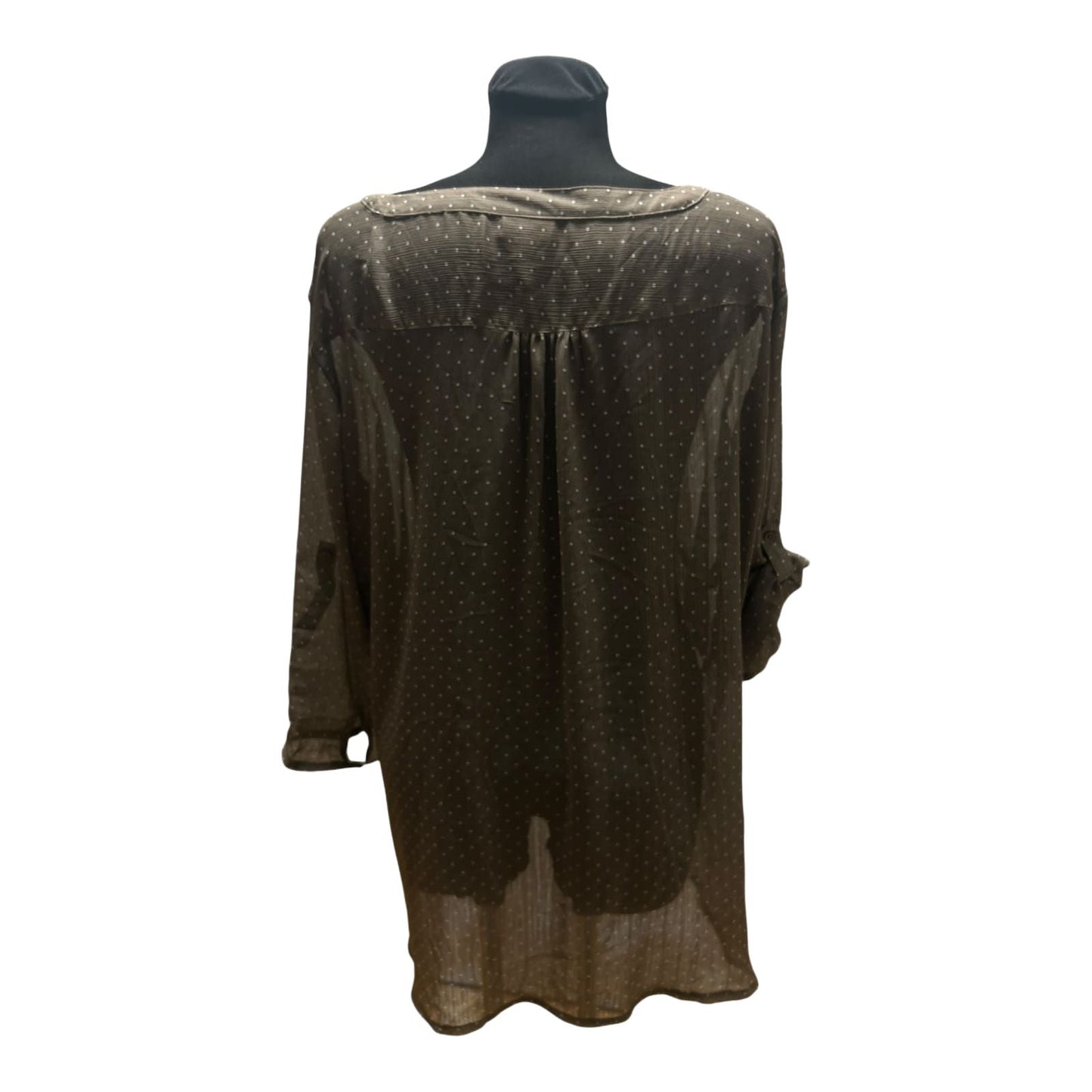 Bexleys Bluse Damen Gr 50 Taupe Punkte Transparent Dreiviertelarm Elegant