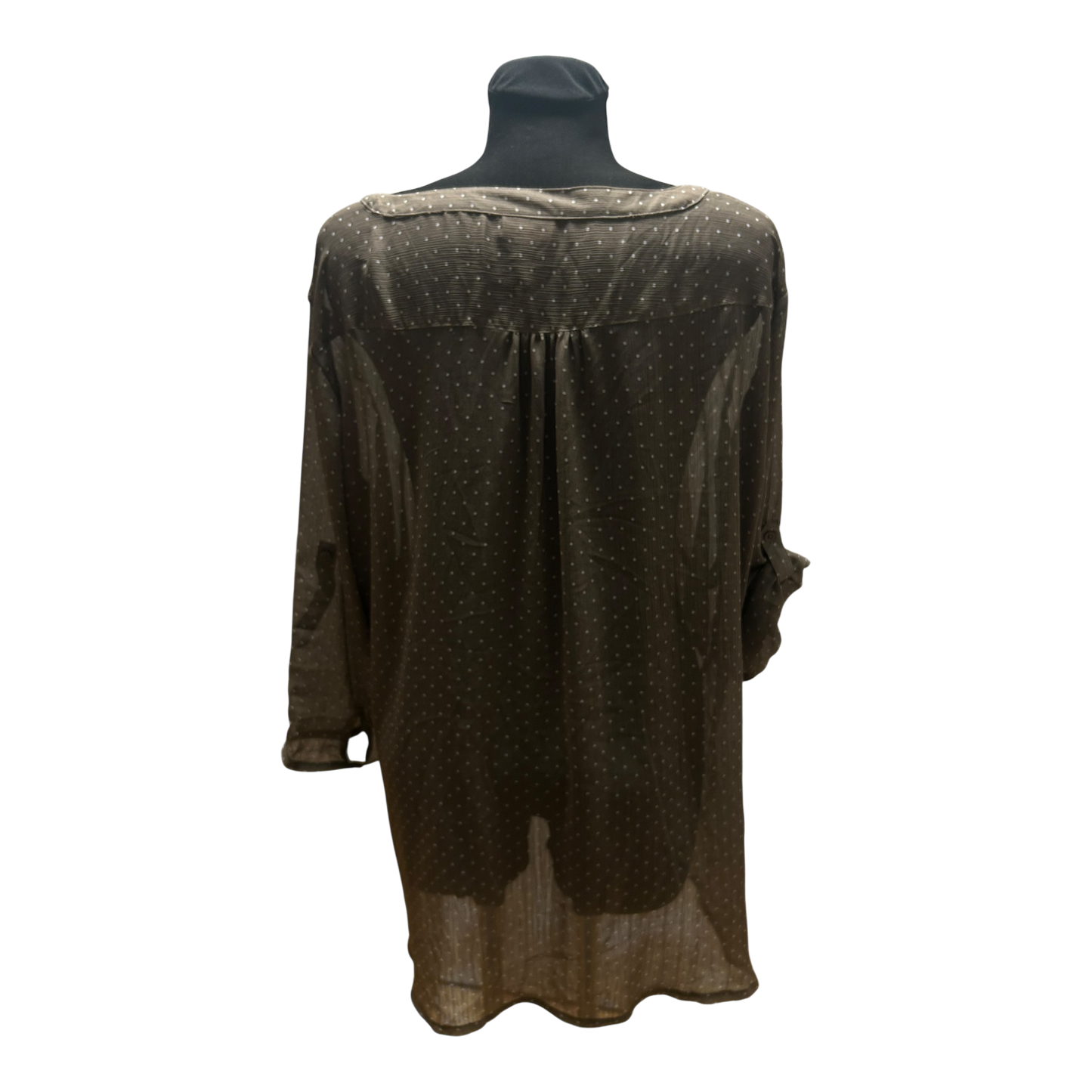 Bexleys Bluse Damen Gr 50 Taupe Punkte Transparent Dreiviertelarm Elegant